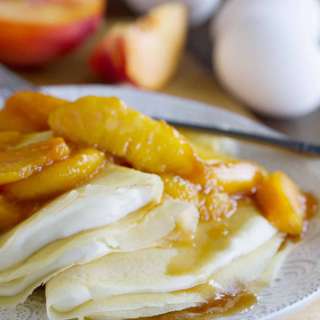 Simple Crepe Recipe with Peaches and Cream