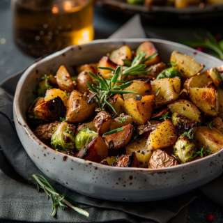 Roasted Diced Potatoes and Brussels Sprouts Recipe