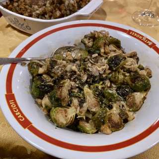 Roasted Brussels Sprouts with Mushrooms and Cream Recipe