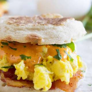 Bacon and Eggs Benedict Sandwich with Chipotle Hollandaise