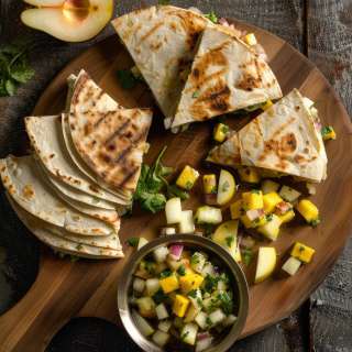 Blue Cheese and Pear Quesadillas with Mango Salsa