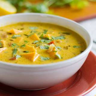 Roasted Red Pepper and Sweet Potato Soup