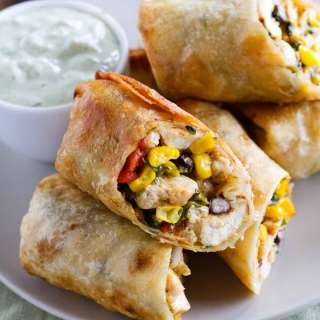 Southwest Egg Rolls with Avocado Ranch Dipping Sauce