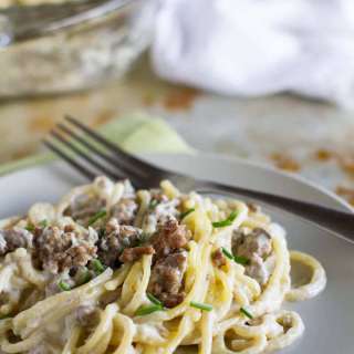 Beef and Blue Cheese Baked Spaghetti