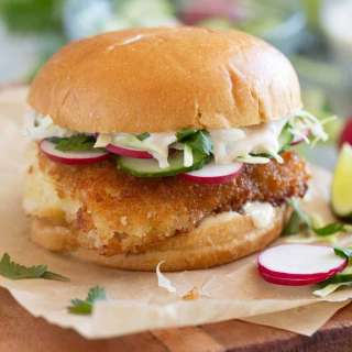 Crispy Fish Sandwich Recipe with Wasabi Tartar Sauce