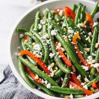 Sautéed Green Beans with Red Pepper and Goat Cheese