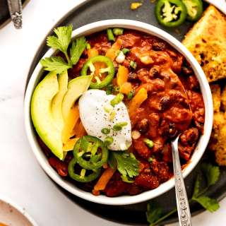 Hearty Vegetarian Bean Chili with Tomato Soup