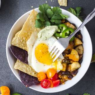 Breakfast Taco Bowls with Avocado Cilantro Sauce