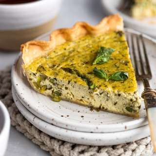 Pesto Quiche with Ricotta and Asparagus