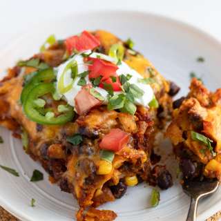 Vegetarian Enchilada Layered Casserole (Lasagna-Style)