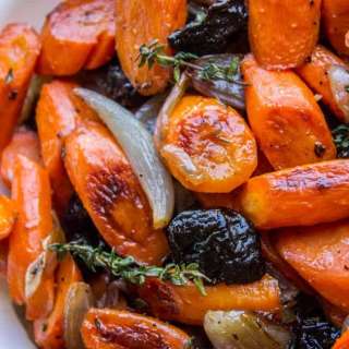 Apple Cider Roasted Carrots with Plums