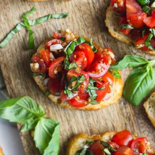Fresh Balsamic Tomato Bruschetta on Crostini