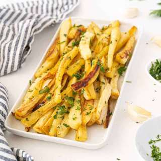 Roasted Parsnips with Garlic Herb Butter Sauce