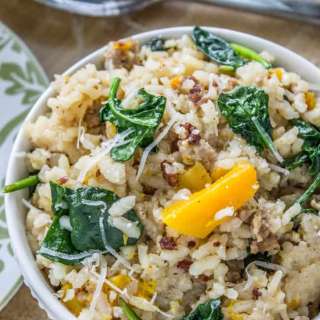 Slow Cooker Risotto with Italian Sausage and Butternut Squash (and newborn photos!)