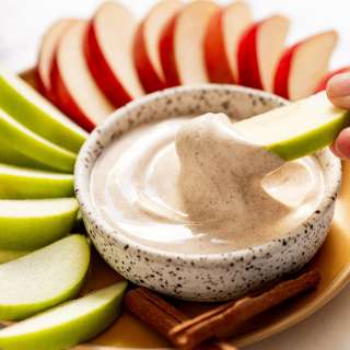 Sliced Apple Snack with Almond Yogurt Dipping Sauce