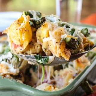 Easy Cheesy Asparagus Tortellini Bake