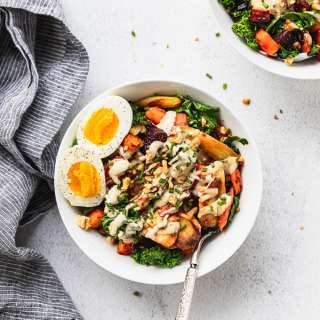 Roasted Root Vegetable Bowls with Tahini Dressing