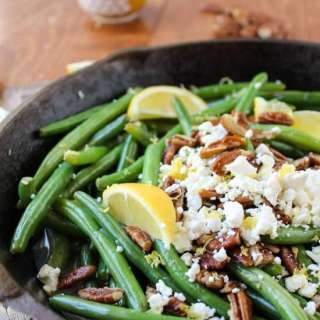 Lemon Green Beans with Feta and Fried Pecans