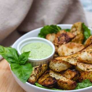Potato Wedges with Basil Sauce