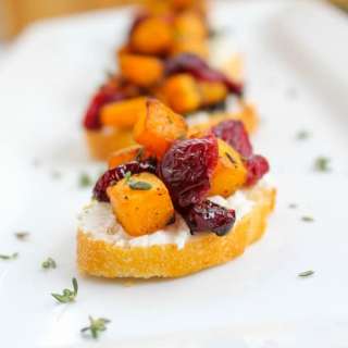 Butternut Squash, Cranberry, and Goat Cheese Crostini