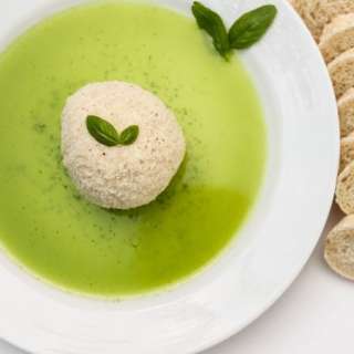 Parmesan Crusted Goat Cheese with Basil Oil