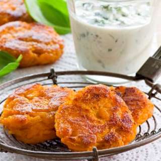 Sweet Potato Fritters with Herb Dip