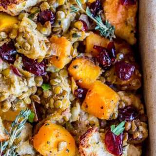 Butternut Squash, Cranberry, and Lentil Stuffing