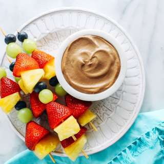 Fruit Kebabs with Chocolate Cream Dip