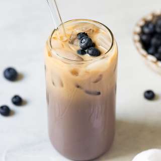 Homemade Blueberry Iced Latte (Hot Option Included)
