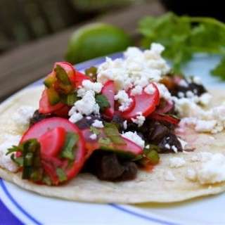 Black Bean Tacos with Radish Slaw and Feta