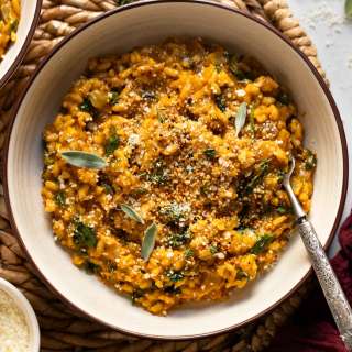 Vegetarian Pumpkin Risotto with Spinach