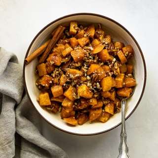 Roasted Butternut Squash with Pecan Maple Glaze