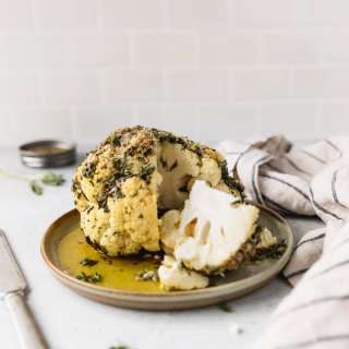 Whole Roasted Cauliflower with Fresh Herb Butter