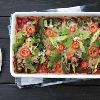 Black Bean & Pepper Jack Stuffed Poblano Peppers