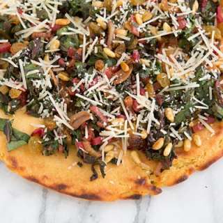 Socca with Sautéed Chard and Parmesan