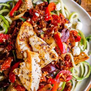 Greek Pasta with Chicken (and Zoodles)