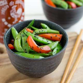 Sriracha Snap Peas with Red Pepper