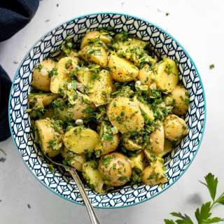 Herb and Leek Potato Salad (no mayo, no eggs)