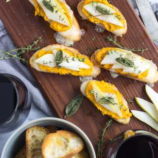 Butternut Squash and Pear Crostini
