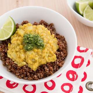 Curried Red Lentil and Quinoa Bowls with Chutney