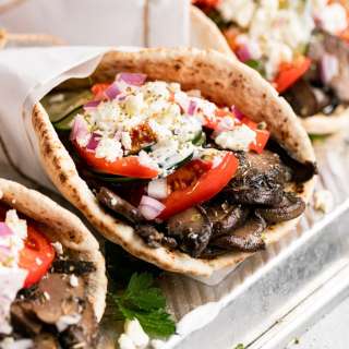 Quickly Sautéed Portobello Mushroom Gyros (Vegetarian)