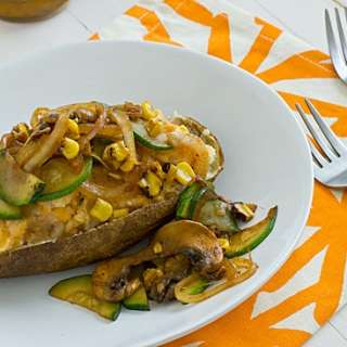 Twice Baked Salsa Potatoes with Fajita Veggies