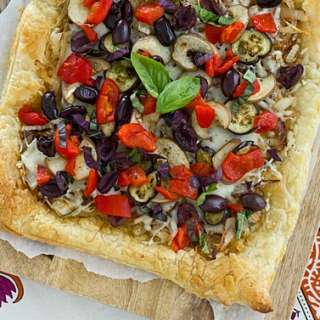 Caramelized Onion and Eggplant Puff Pastry Tart