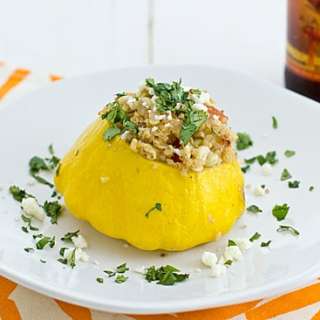 Stuffed Pattypan Squash with Quinoa and Fresh Corn