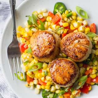Seared Scallops on Warm Corn Salad