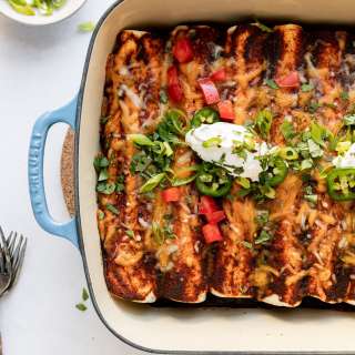 Vegetarian Enchiladas with a 2-Bean Filling