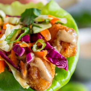 Fish Lettuce Wraps with Peanut Sauce