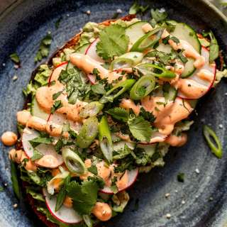 The Best Avocado Toast with Sriracha Aioli