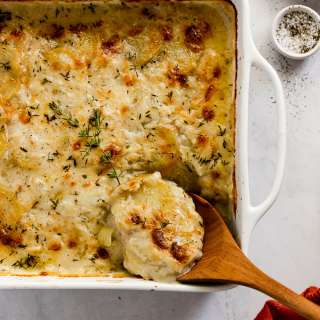 Cheesy Scalloped Potatoes with Gruyere and Thyme