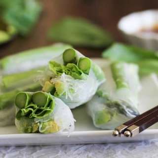 Asparagus and Avocado Spring Rolls with Citrus Dipping Sauce